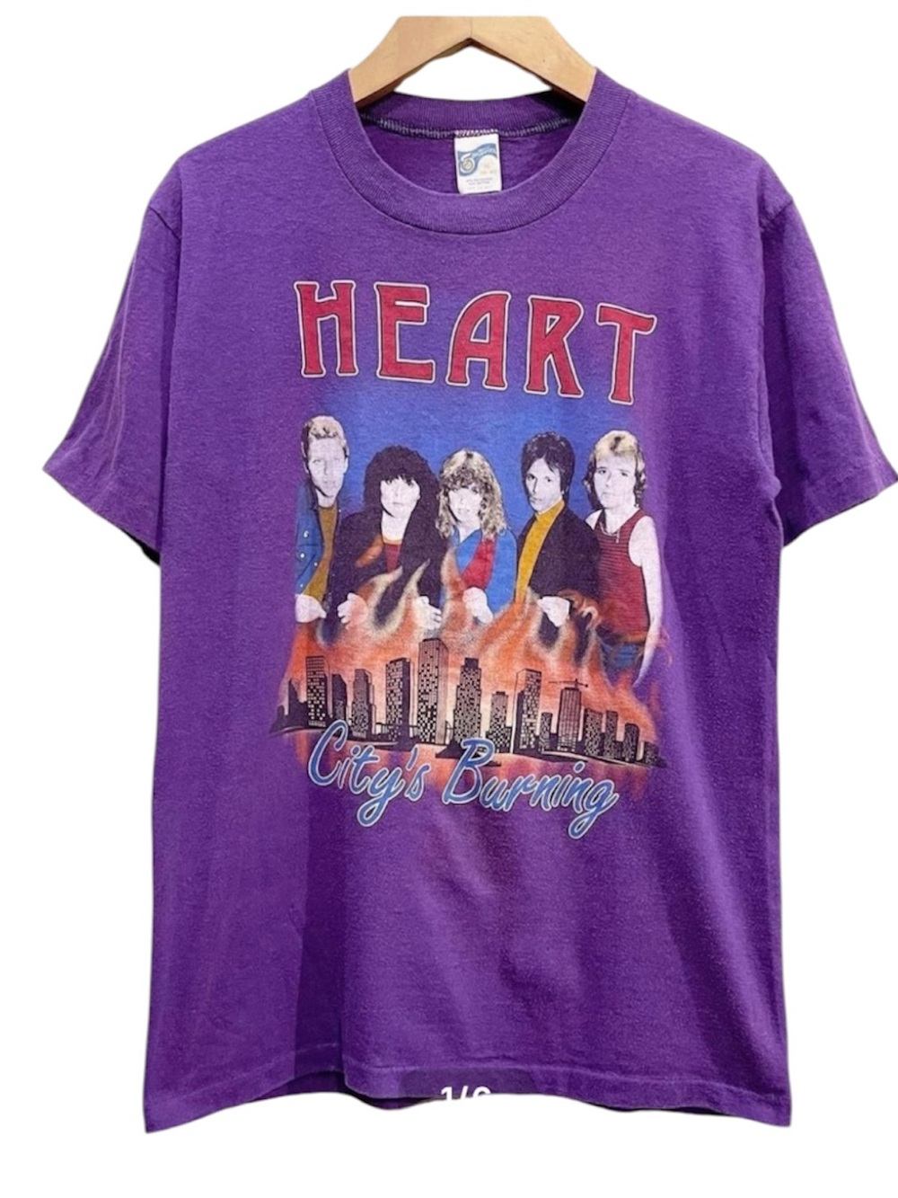 Heart "City's Burning" Purple Graphic Concert Band Tee 1982 Tour